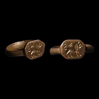 Medieval Bronze Ring with Star Over Lion