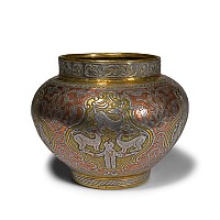 Indian Decorated Gilt Copper Vase