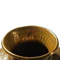Indian Decorated Gilt Copper Vase with Inscribed Inner Rim