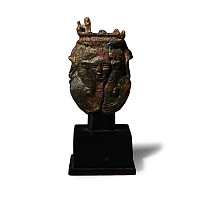 Egyptian Bronze Sistrum Handle Finial