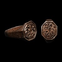 Medieval Bronze Ring with Horseman