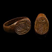 Tudor Period Bronze Ring with Heraldic Motif