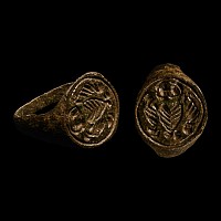 Tudor Period Bronze Ring with Heraldic Heart Motif