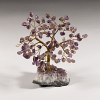 Natural History - Amethyst Gem Tree on Amethyst Crystal Geode Section