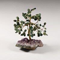 Natural History - Aventurine Gem Tree on Amethyst Crystal Geode Section