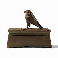 Egyptian Bronze Horus Falcon on Shrine-Shaped Base