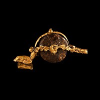 Etruscan Gold Fibula with Amber Disc