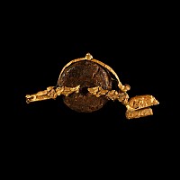 Etruscan Gold Fibula with Amber Disc