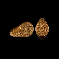 Medieval Gold Heraldic Signet Ring with Goat