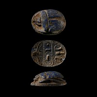 Egypto-Phoenician Lapis Lazuli Scarab with Cartouche for Thutmose III