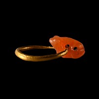 Old Babylonian Carnelian Frog Amulet on Gold Earring