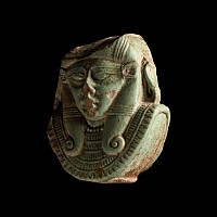 Egyptian Faience Sistrum Fragment with Hathor Head