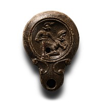 Roman 'Published' Terracotta Oil Lamp with Fighting Gladiators