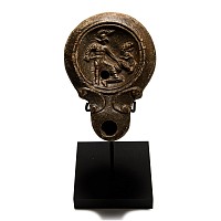 Roman 'Published' Terracotta Oil Lamp with Fighting Gladiators
