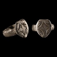 Medieval Silver Ring with Shield-Shaped Bezel