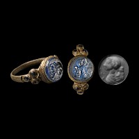 Post Medieval Bronze Ring with Gemstones