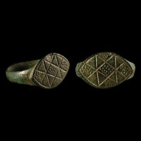 Medieval Bronze Ring with Triangles