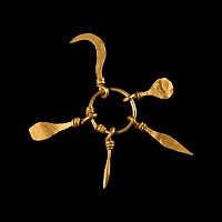 Viking Age Gold Ring with Five Pendants