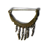 Etruscan Bronze Bow Brooch with Phallic Pendants