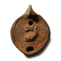 Roman Buffware Oil Lamp with Seahorse