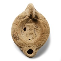 Roman Buffware Oil Lamp with Gladiator