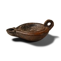 Roman Terracotta Lamp with Fighting Gladiators
