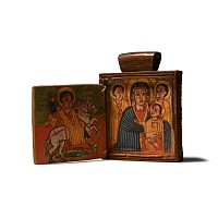 Ethiopian Diptych Icon of the Crucifixion and Saints