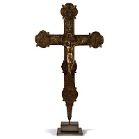 Medieval Gilt Bronze Processional Cross