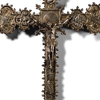 Spanish Silver-Gilt Cross with Corpus Christi