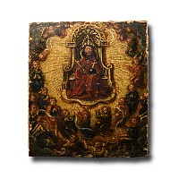 Medieval God the Father Enthroned Oil on Panel