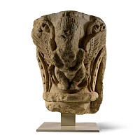 Medieval Marble Capital with Winged Demon