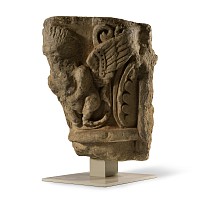 Medieval Marble Capital with Winged Demon