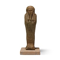 Egyptian Faience Shabti Figure with Hieroglyphic Inscription