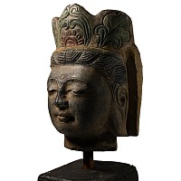 Chinese Painted Stone Head