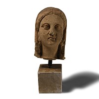 Cypriot Limestone Head of a Goddess