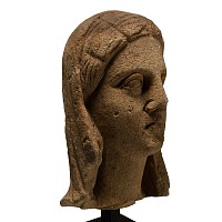 Cypriot Limestone Head of a Goddess