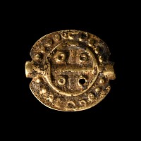 Medieval Gold Linear Decorated Circular Bead