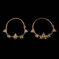 Large Western Asiatic Gold Hoop Earrings