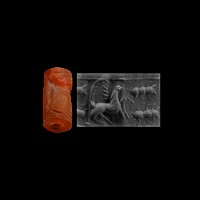 Mesopotamian Carnelian Cylinder Seal with Winged Horse