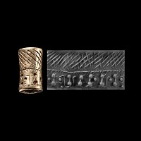 Mesopotamian Silver Cylinder Seal with Two Registers