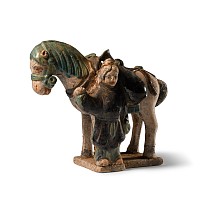 Chinese Qing Glazed Terracotta Horse and Groom
