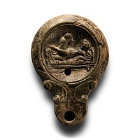 Roman Terracotta Oil Lamp with Erotic Scene