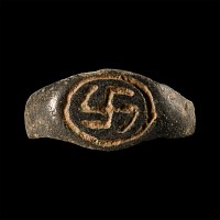 Greek Bronze Ring Bezel with Swastika