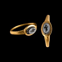 Roman Gold Ring with Apollo Gemstone