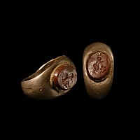 Roman Silver Ring with Advancing Bull Gemstone
