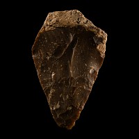 Superb Stone Age 'Dordogne' Toffee-Brown Knapped Flint Ficron Bifacial Handaxe
