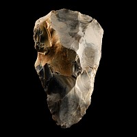 Stone Age British Grey and White Knapped Flint Ficron Handaxe