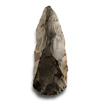 Stone Age 'Somme' Grey Speckled White Knapped Flint Axehead