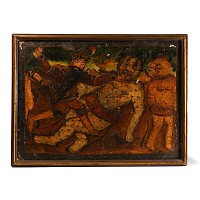 Persian Painting Depicting Nader Shah Slaying Deve