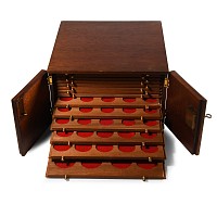 Mahogany 14 Draw Coin Cabinet